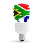 South African Flag On Energy Saving Lamp Stock Photo