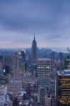 Aerial View Of New York At Dusk Stock Photo