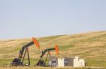 Twin Oil Wells Stock Photo