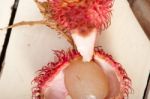 Fresh Rambutan Fruits Stock Photo