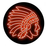 Native American Indian Chief Glowing Neon Sign Circle Stock Photo