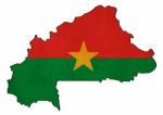 Burkina Faso Map On  Flag Drawing ,grunge And Retro Flag Series Stock Photo