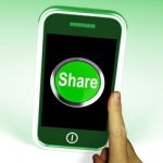 Share Smartphone Means Online Sharing And Community Stock Photo