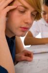 Teenage Student Reading books Stock Photo