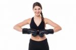 Fit Woman Ready For A Boxing Bout Stock Photo