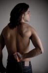 Back Pose Of Muscular Man Stock Photo