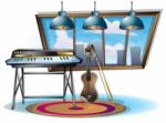 Cartoon  Illustration Interior Music Room With Separated Layers Stock Photo