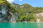 Lush High Limestone Mountains Stock Photo