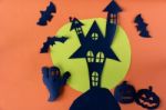 Halloween Concept With Haunted House Castle Stock Photo