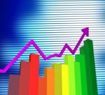 Business Graph Shows Corporate Trade And Graphs Stock Photo