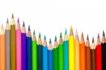 Color Pencil And Pencil On White Background Stock Photo