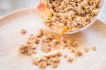 Homemade Granola Breakfast With Dried Fruit Stock Photo