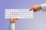 Hand On Keyboard Stock Photo