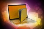 Laptop With File Folder Stock Photo