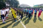 Bangkok, Thailand - Nov 2016: In The Nov 23, 2016. Youth Soccer Match, In Pieamsuwan Elementary School Stock Photo