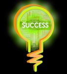 Success Lightbulb Represents Victor Winner And Prevail Stock Photo