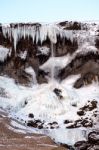 Frozen Waterfall Near Vik Iceland Stock Photo