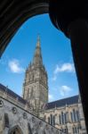 Exterior View Of Salisbury Cathedral Stock Photo