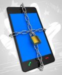 Smartphone Locked Means Security Secured And Protect Stock Photo