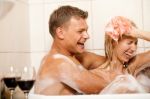 Young Couple Bathing Stock Photo