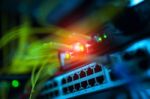 Fiber Optic With Servers In A Technology Data Center Stock Photo