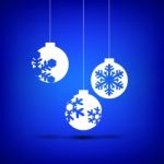 Christmas Ball White On Blue Background Stock Photo