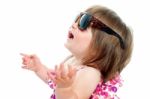 Baby Girl Wearing Sunglasses Stock Photo