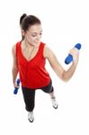 Woman Exercising With Weights Stock Photo