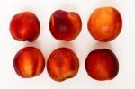 Tasty Nectarines Fruits Isolated On White Background Stock Photo