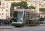 Line 8 Tram Moving In Rome Stock Photo