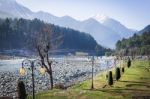 Panoramic View Of Beautiful Mountain Landscape Small Village  Stock Photo