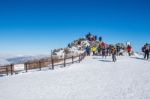 Deogyusan,korea - January 23: Tourists Taking Photos Of The Beautiful Scenery Around Deogyusan,south Korea On January 23, 2015 Stock Photo