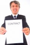 Businessman With Contract Paper Stock Photo