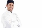 Male Chef Posing With Crossed Arms Stock Photo