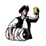 American Patriot Carry Beer Keg Scratchboard Stock Photo