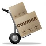 Courier Package Represents Shipping Box And Parcel Stock Photo