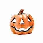 Halloween Pumpkin, Funny Jack O'lantern On White Background Stock Photo