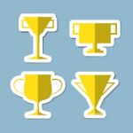 Trophy Cup Icon Set Stock Photo