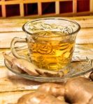 Refreshing Ginger Tea Means Spice Natural And Beverage Stock Photo