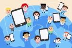 Social Network People Cartoon Stock Photo