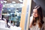 Girl At Jewelry Shop Stock Photo