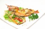 Baked Crayfish On Dish Stock Photo