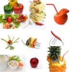 Organic Vegetarian Vegan Food Collage  Bright Mood Stock Photo