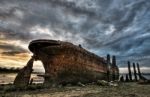 Steel Boat Wreck Stock Photo