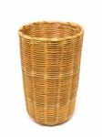 Empty Brown Wicker Woven Basket Isolated Stock Photo