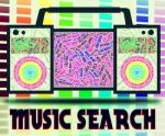 Music Search Indicates Sound Track And Analyse Stock Photo