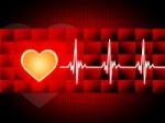 Red Heart Background Means Cardiac Rhythm And Cubes
 Stock Photo