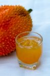 Gac Fruit, Baby Jackfruit And Juice Stock Photo