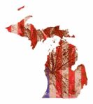 Michigan State Map Flag Stock Photo