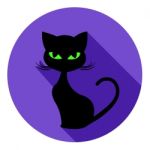 Halloween Cat Icon Means Trick Or Treat And Autumn Stock Photo